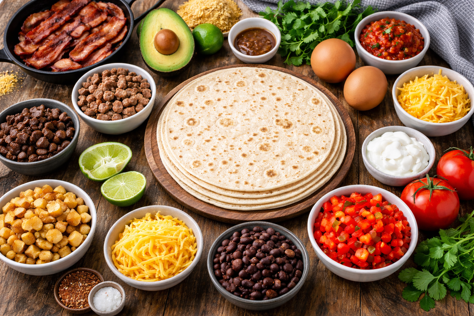 Essential Ingredients for Breakfast Burritos Essential Ingredients for Breakfast Burritos