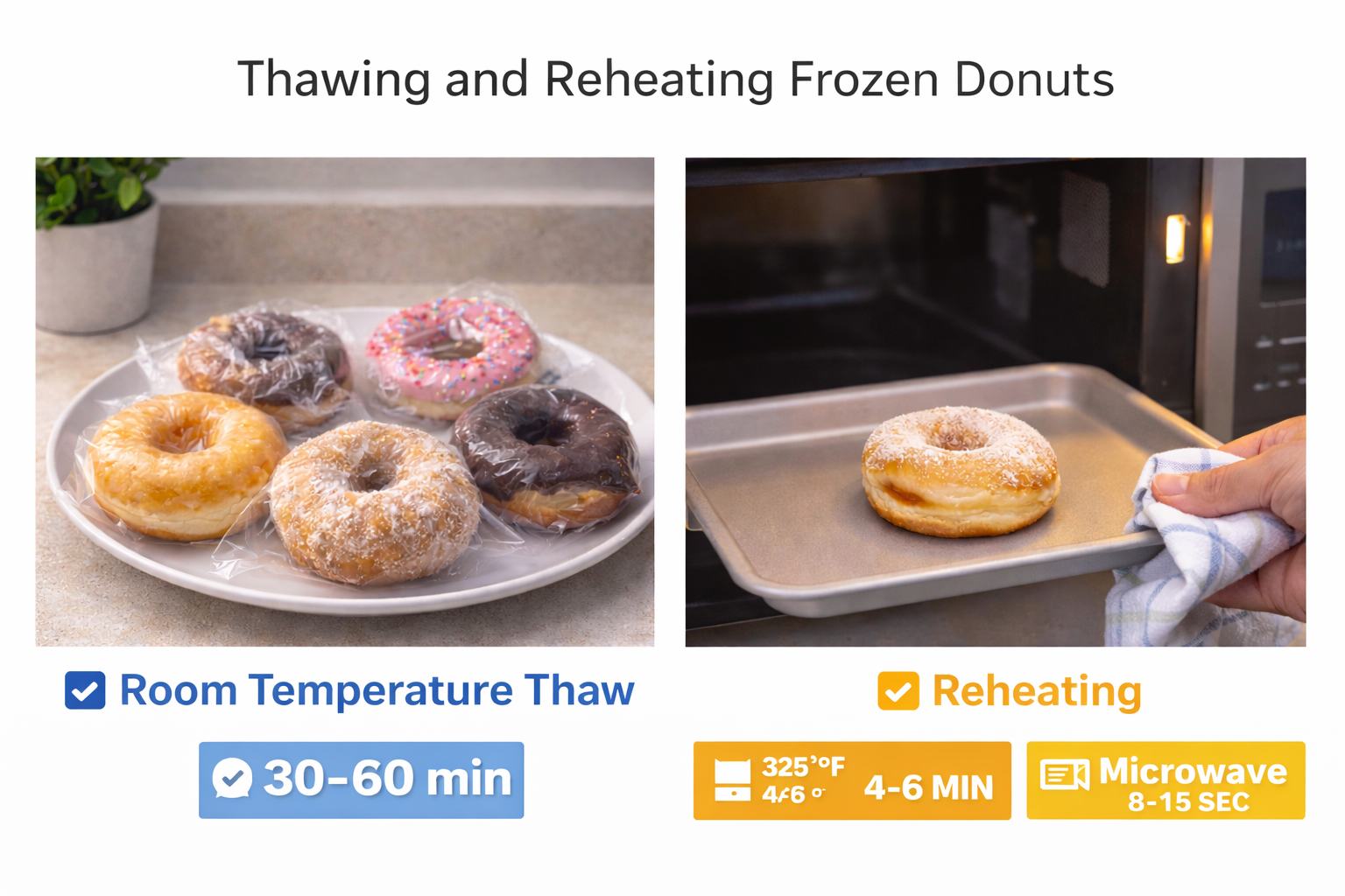 Thawing and Reheating Frozen Donuts Thawing and Reheating Frozen Donuts