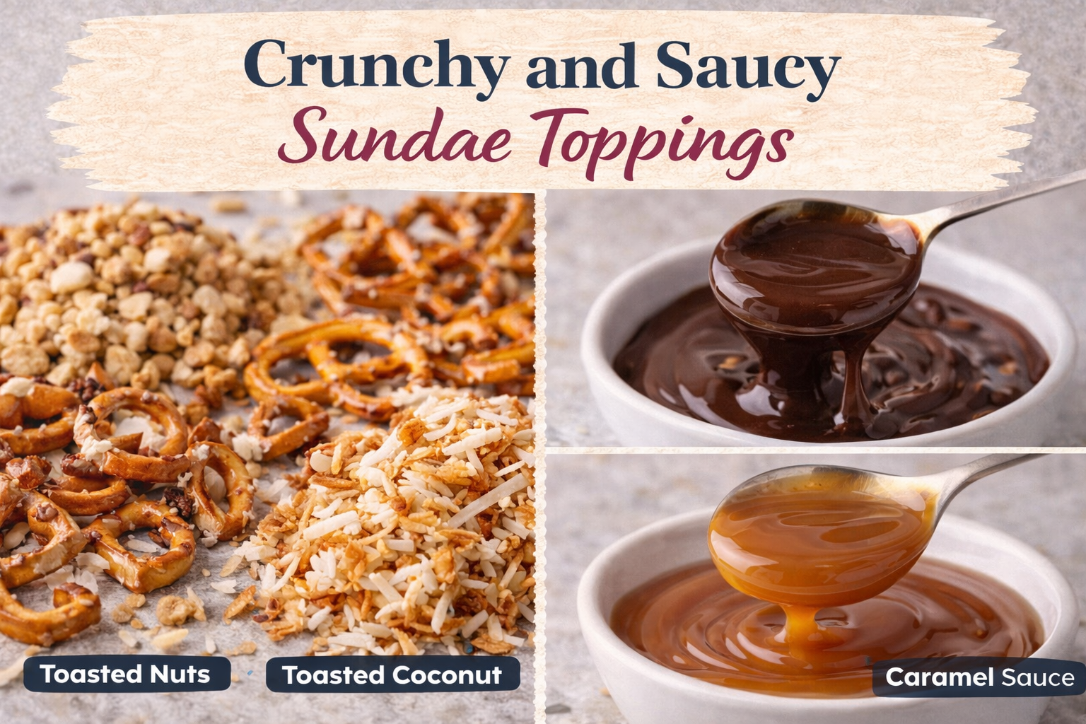 Crunchy and Saucy Sundae Toppings Crunchy and Saucy Sundae Toppings